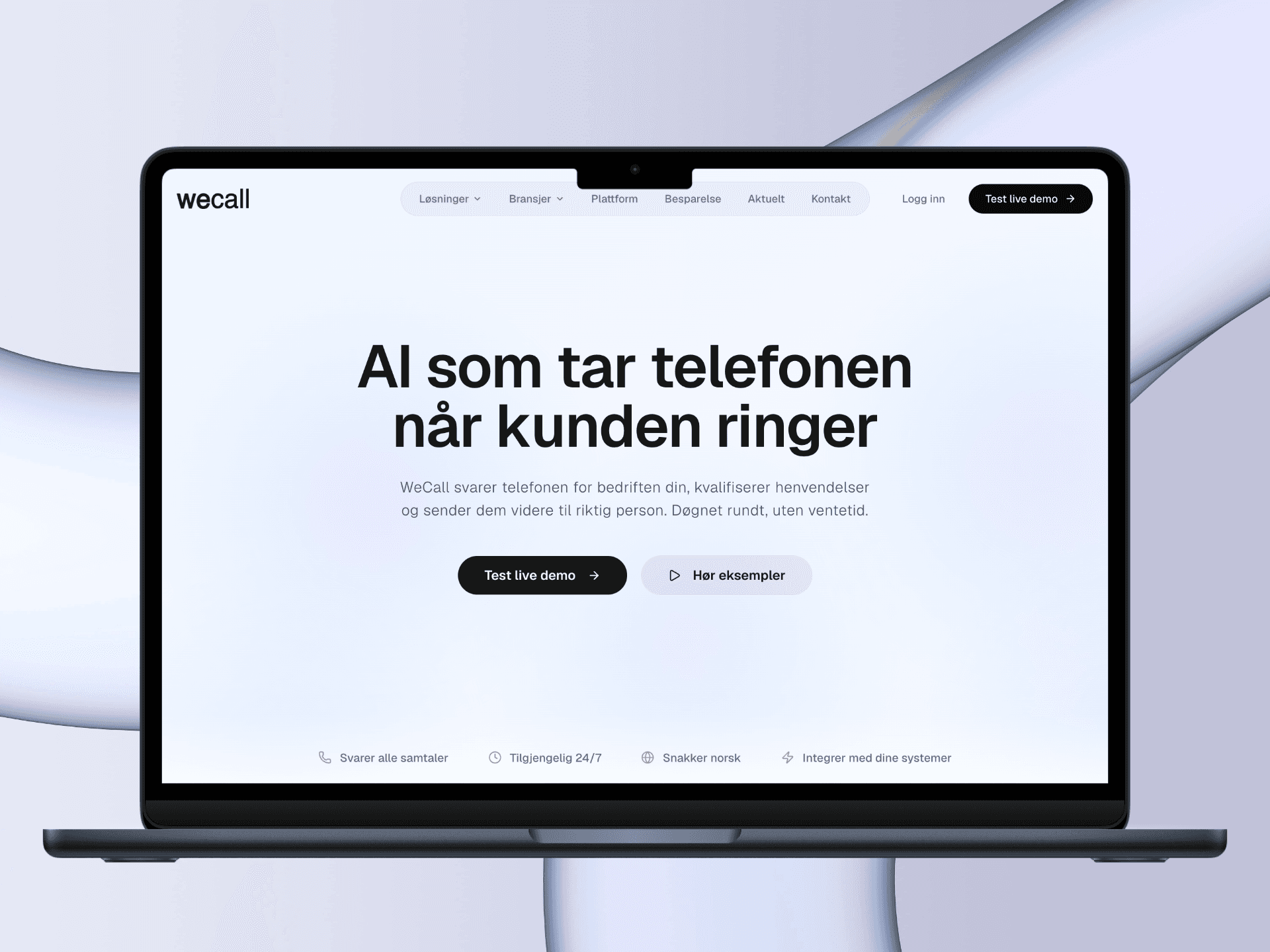 Nettsiden wecall-ai.no utviklet av Paral Dynamic